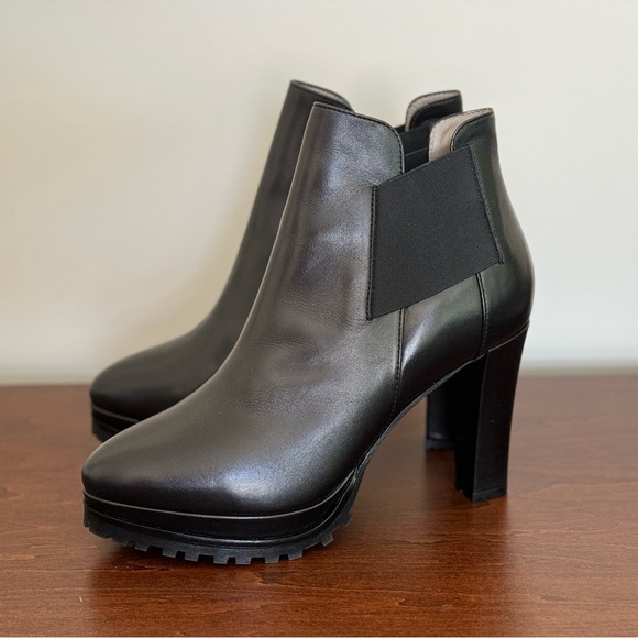 NWOB Allsaints Sarris Black Leather High Heel Booties - Picture 9 of 14